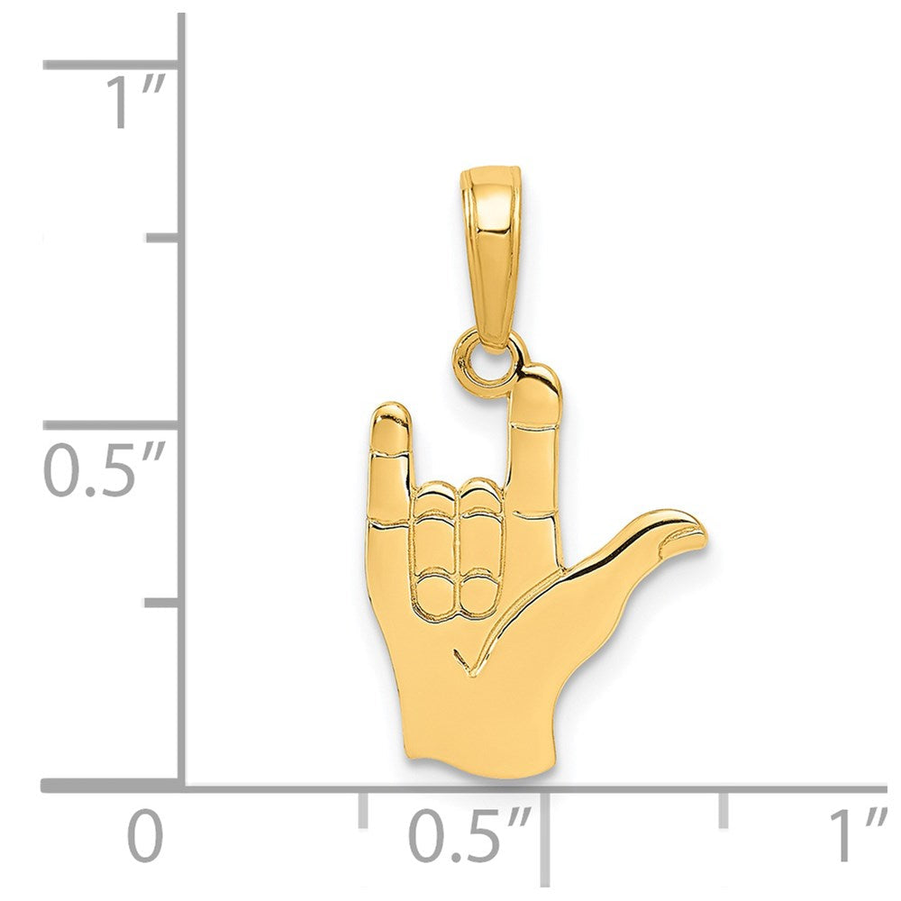 14K Gelbgold I Liebe You Hand/ Zeichen Language Anhänger