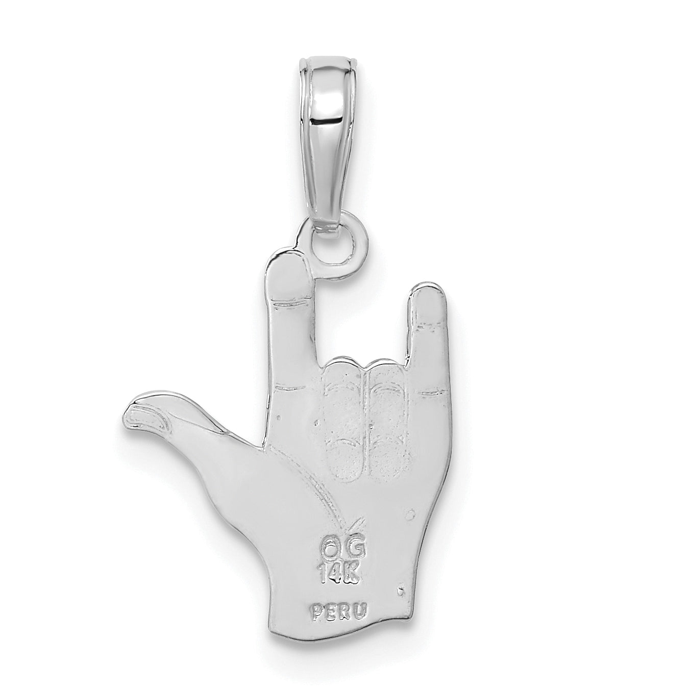 14K Weißgold I Liebe You Hand/ Zeichen Language Anhänger