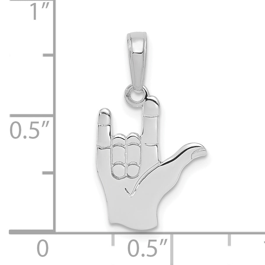 14K Weißgold I Liebe You Hand/ Zeichen Language Anhänger