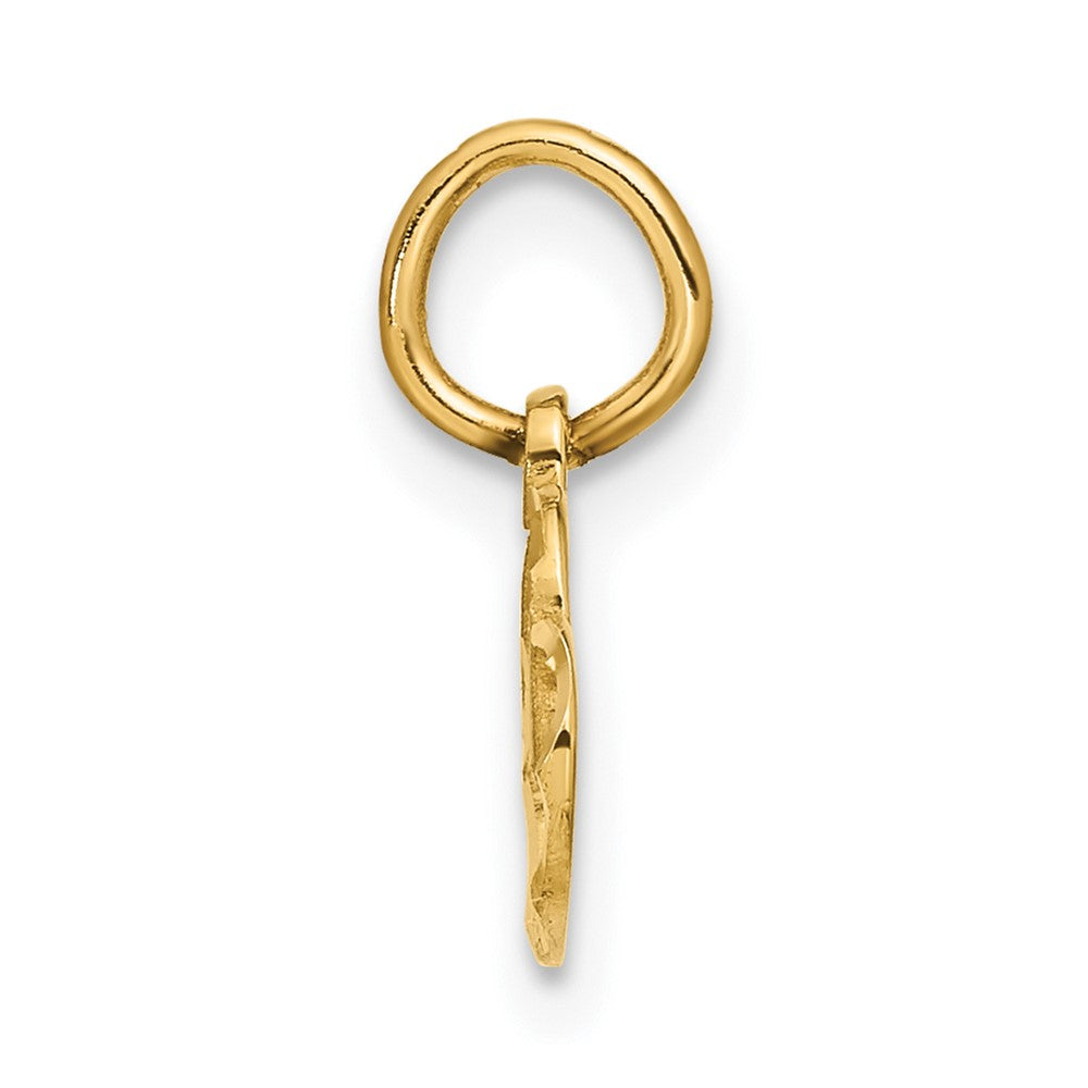 14K Gelbgold Satiniert und Diamantiert Herz Charm