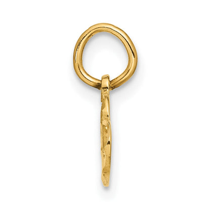 14K Gelbgold Satiniert und Diamantiert Herz Charm