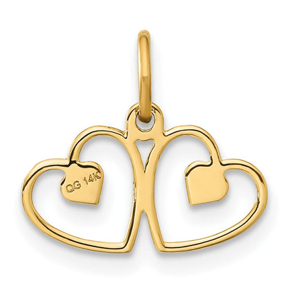 14K Gelbgold Satiniert und Diamantiert Herz Charm