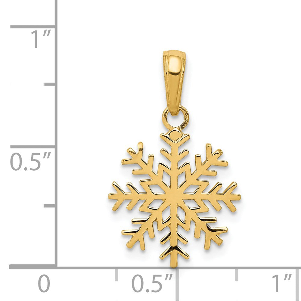 14K Gelbgold Schneeflocke Anhänger