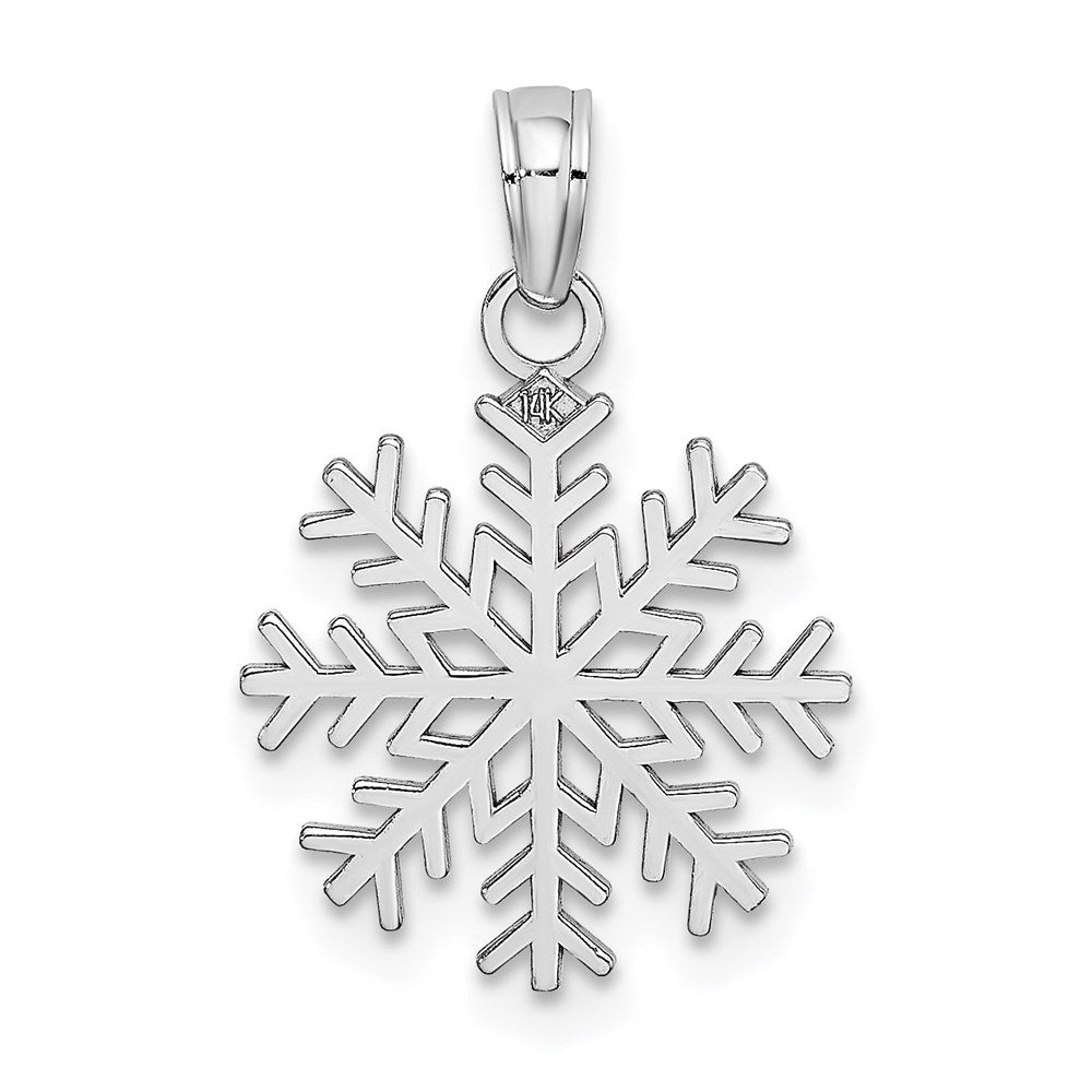 14K Weißgold Schneeflocke Anhänger