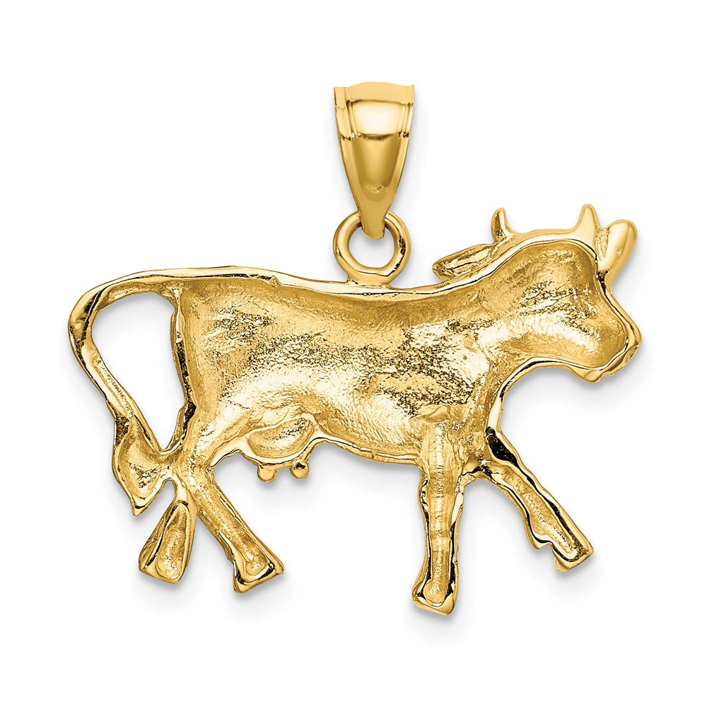 14K Gelbgold Kuh-Charm