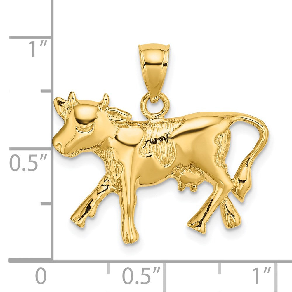 14K Gelbgold Kuh-Charm