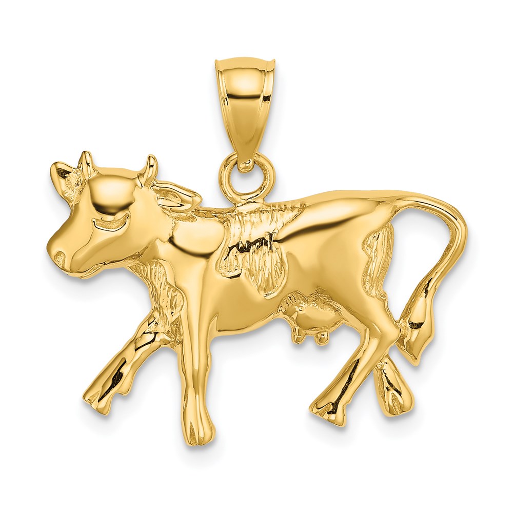 14K Gelbgold Kuh-Charm