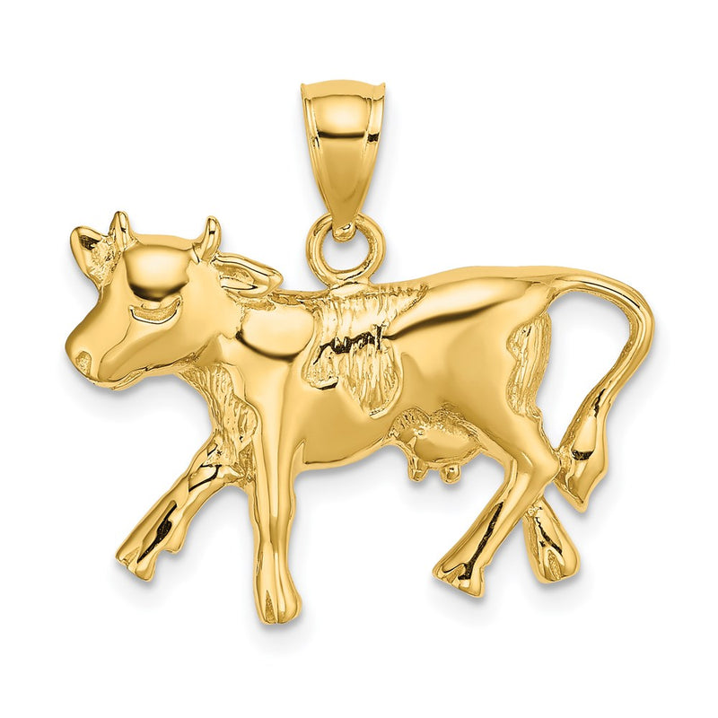 14K Gelbgold Kuh-Charm