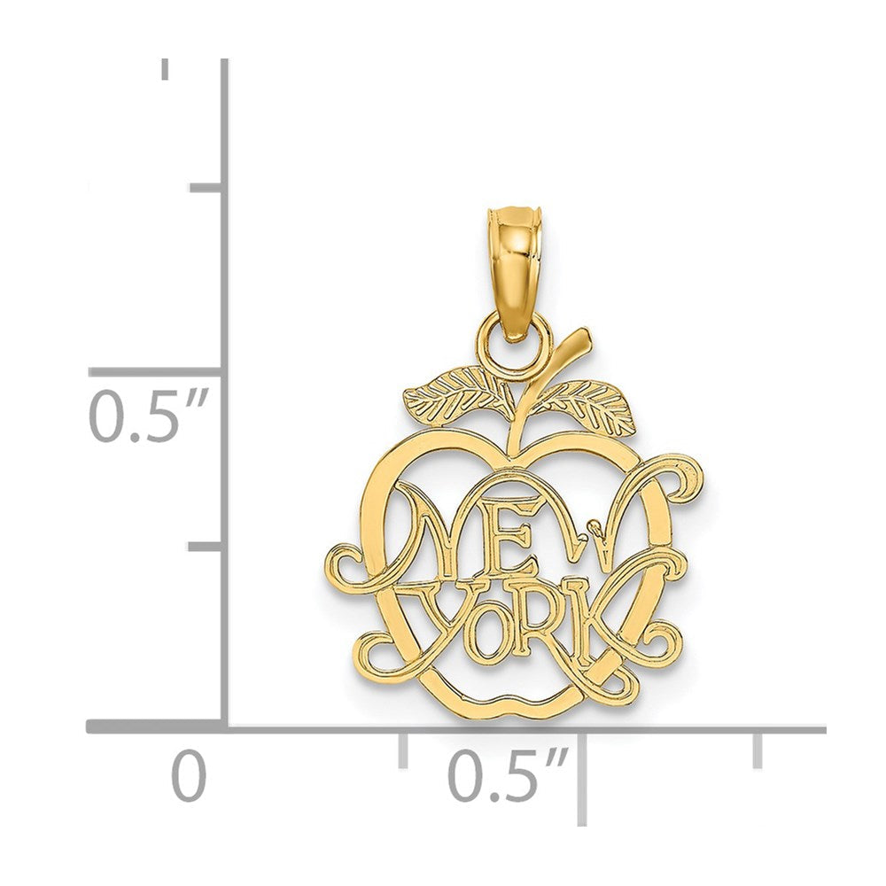 14K Gelbgold New York in Apple Ausgeschnitten Charm