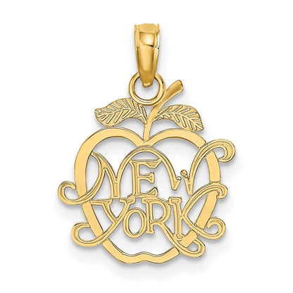 14K Gelbgold New York in Apple Ausgeschnitten Charm