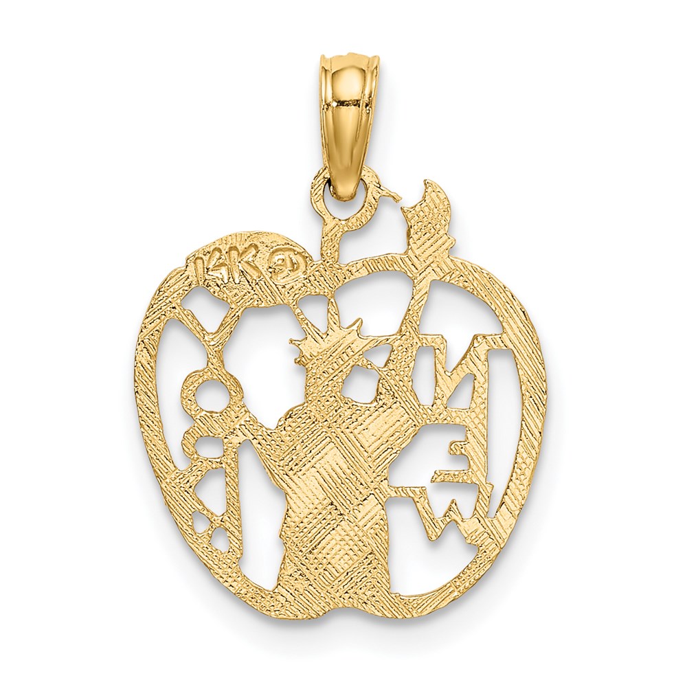 14K Gelbgold Ausgeschnitten New York mit Statue Of Liberty in Apple Charm