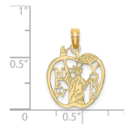 14K Gelbgold Ausgeschnitten New York mit Statue Of Liberty in Apple Charm