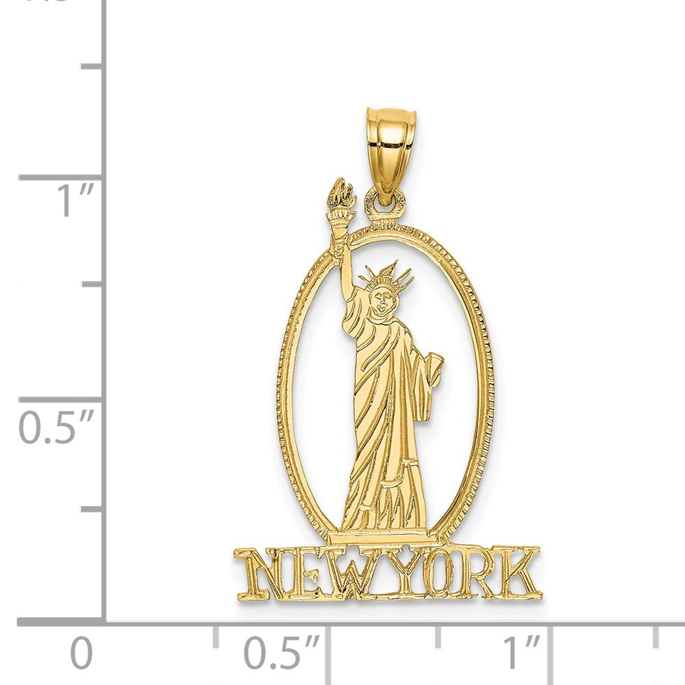 14K Gelbgold Ausgeschnitten New York mit Statue Of Liberty Charm
