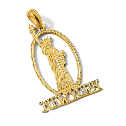 14K Gelbgold Ausgeschnitten New York mit Statue Of Liberty Charm