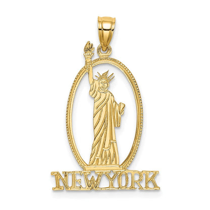 14K Gelbgold Ausgeschnitten New York mit Statue Of Liberty Charm