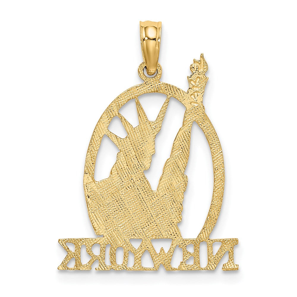 14K Gelbgold Ausgeschnitten New York mit Statue Of Liberty Charm