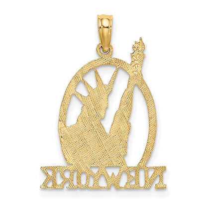 14K Gelbgold Ausgeschnitten New York mit Statue Of Liberty Charm