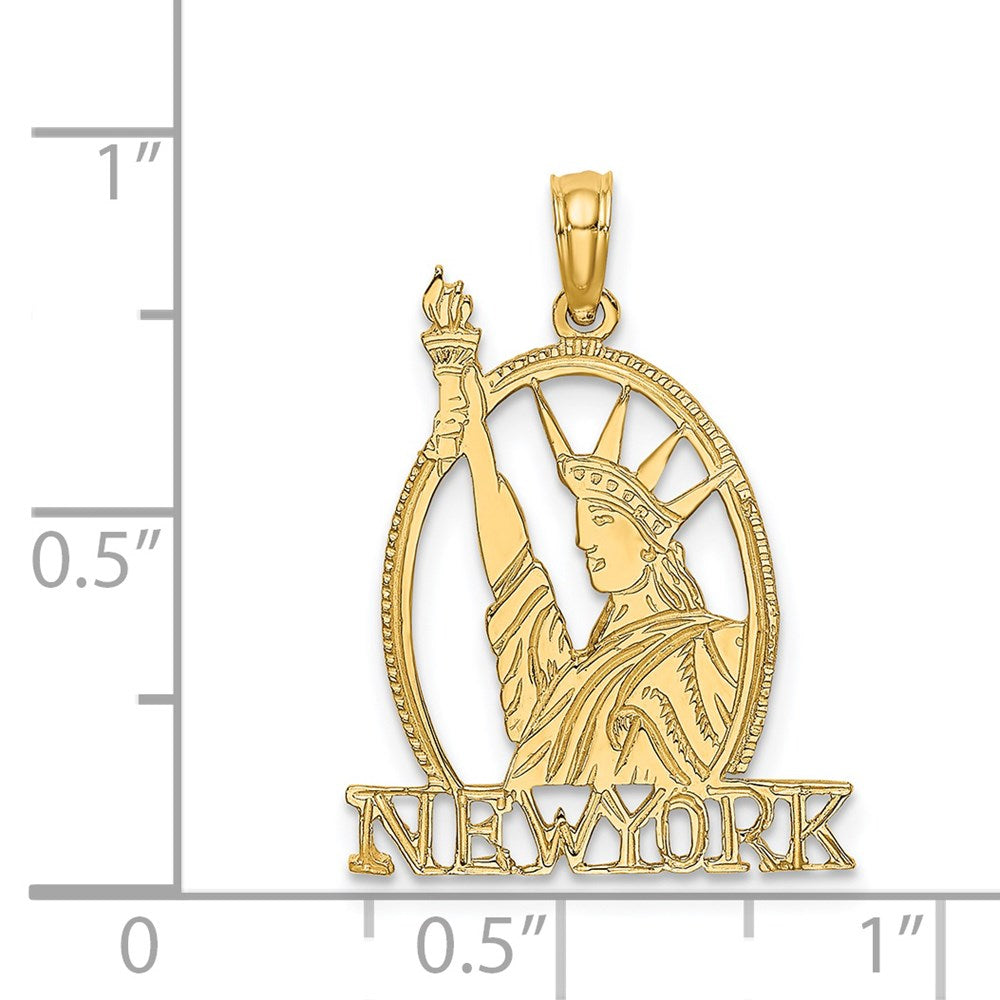 14K Gelbgold Ausgeschnitten New York mit Statue Of Liberty Charm