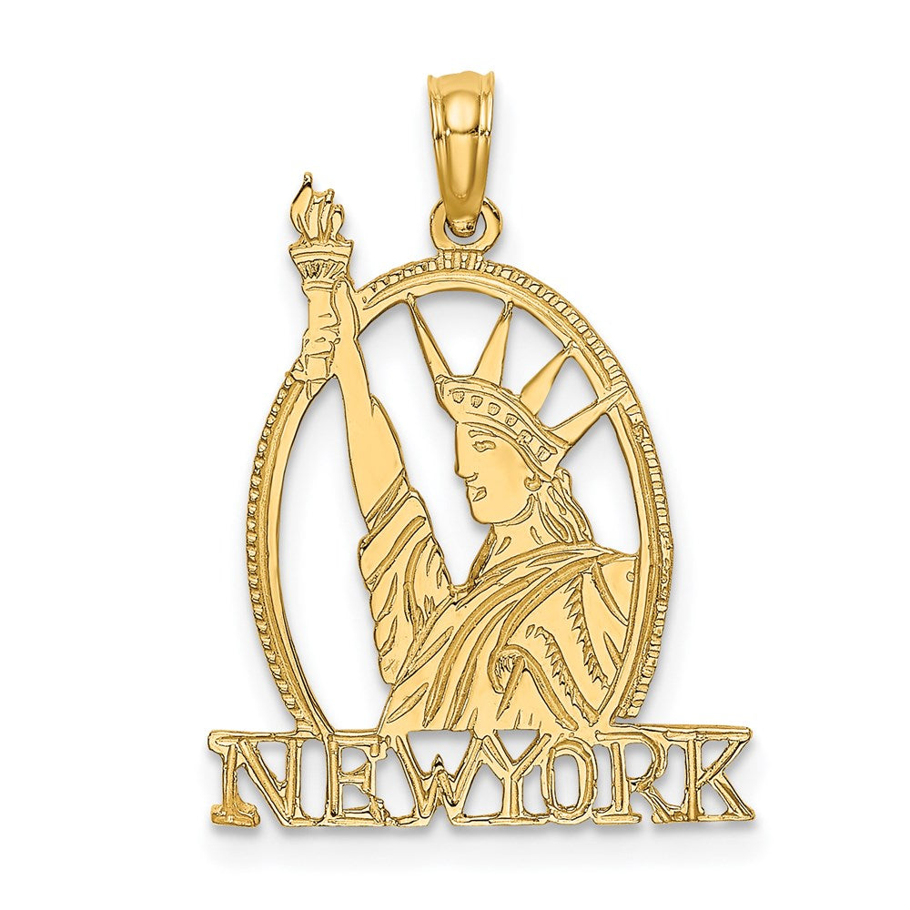 14K Gelbgold Ausgeschnitten New York mit Statue Of Liberty Charm
