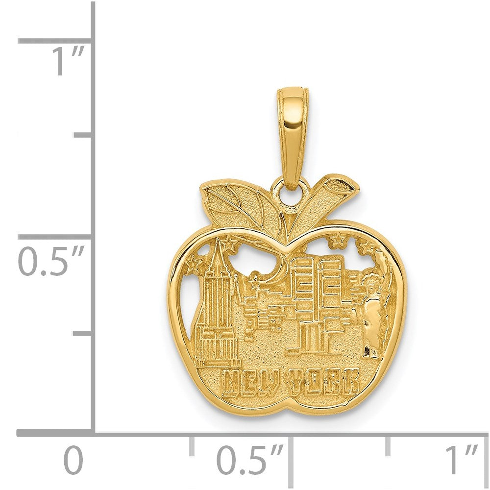 14K Gelbgold Anhänger „New York City Skyline im Apfel“