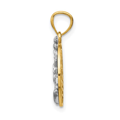 14K Bicolor Gold Anhänger „Lady Liberty“ auf Scheibe mit amerikanischer Flagge