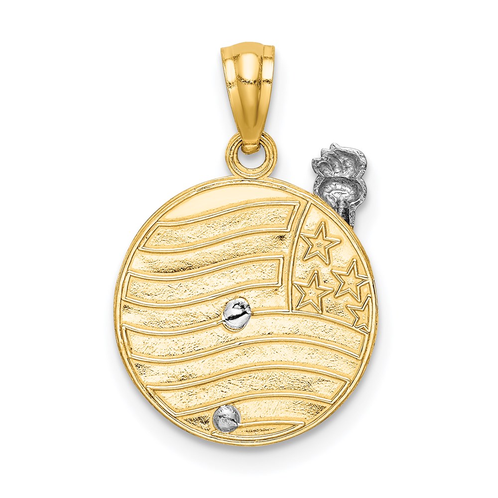 14K Bicolor Gold Anhänger „Lady Liberty“ auf Scheibe mit amerikanischer Flagge