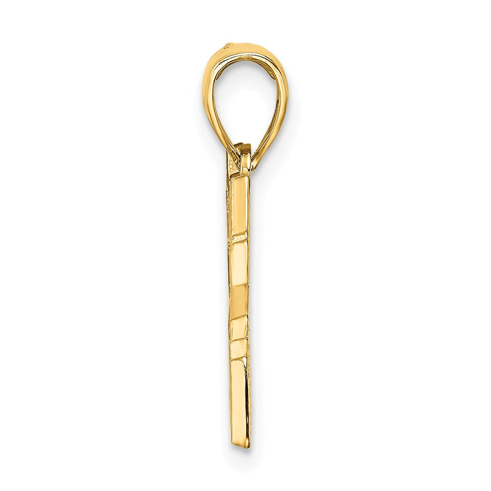 14K Gelbgold Ausgeschnittener New-York-Skyline-Charm mit Taxi