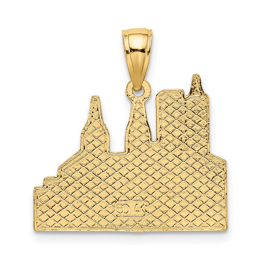 14K Gelbgold Ausgeschnittener New-York-Skyline-Charm mit Taxi