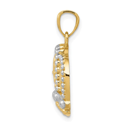 14K Gelbgold und Rhodiumgold Kronenanhänger mit Rhodium