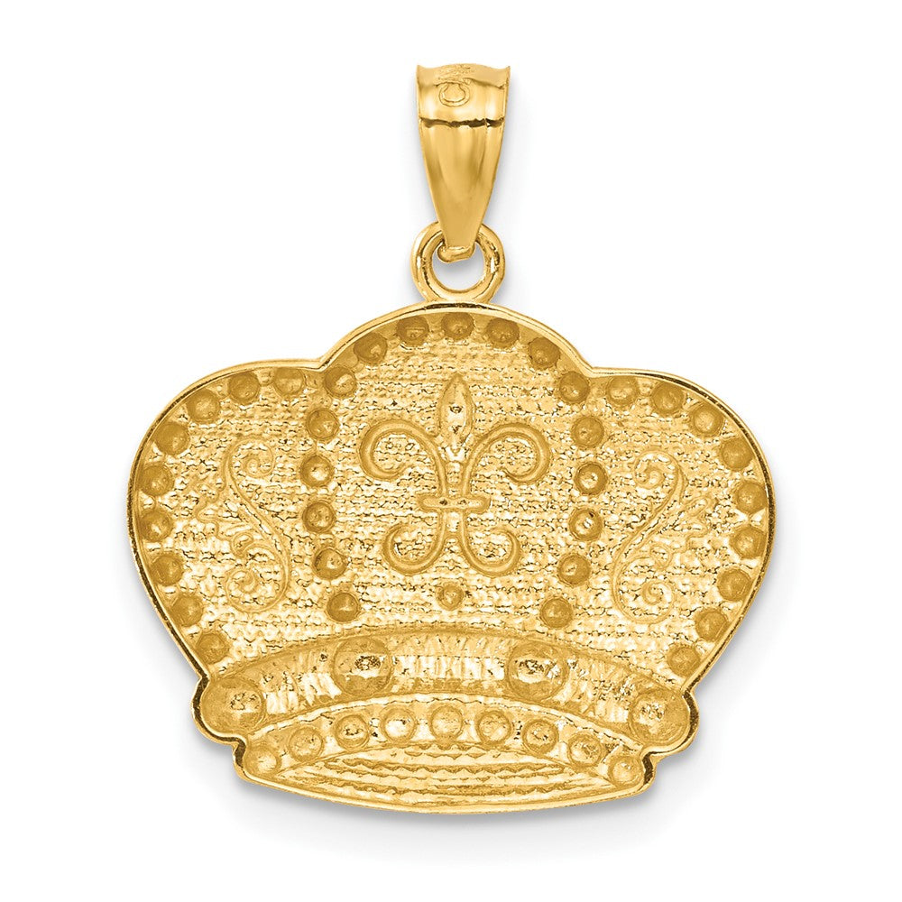 14K Gelbgold und Rhodiumgold Kronenanhänger mit Rhodium
