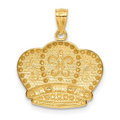 14K Gelbgold und Rhodiumgold Kronenanhänger mit Rhodium