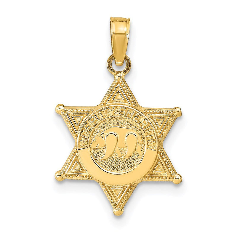 14K Gelbgold Anhänger DEPUTY SHERIFF Abzeichen mit Bär
