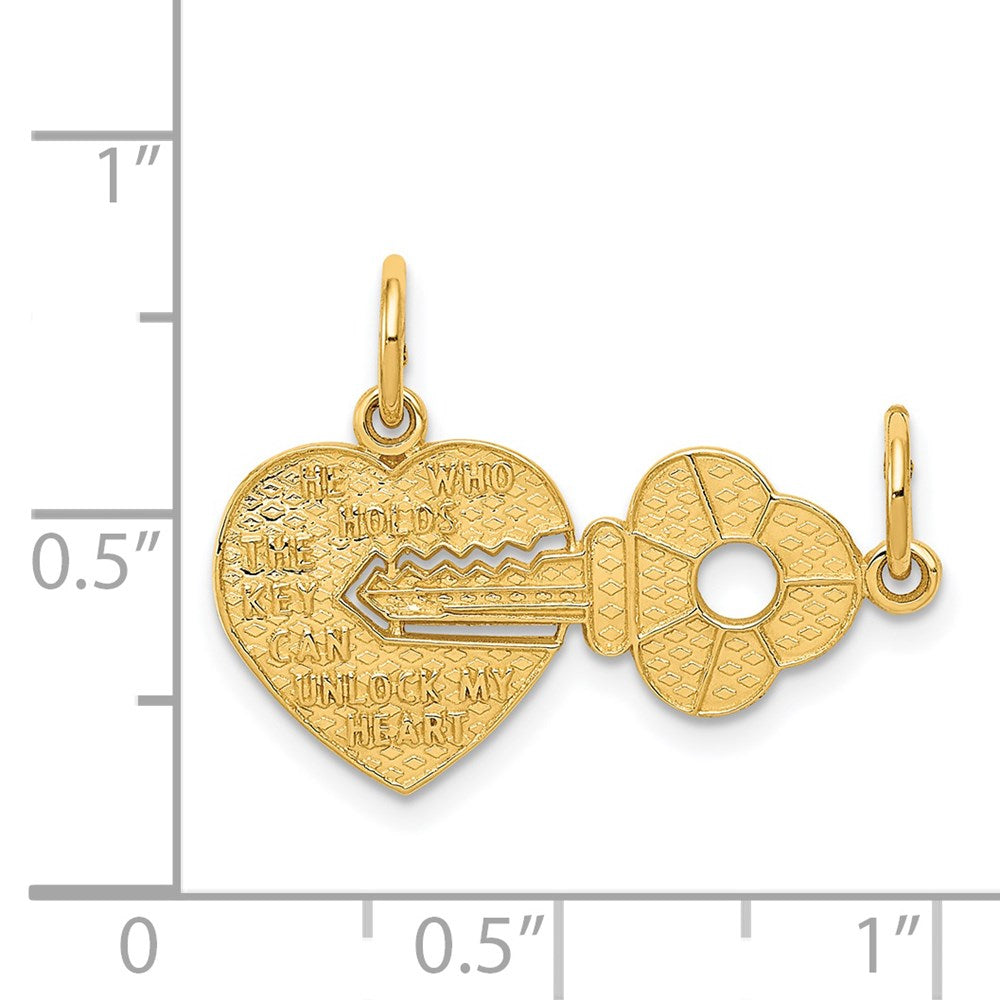 14K Gelbgold Herz- und Schlüssel-Anhänger zum Auseinandernehmen