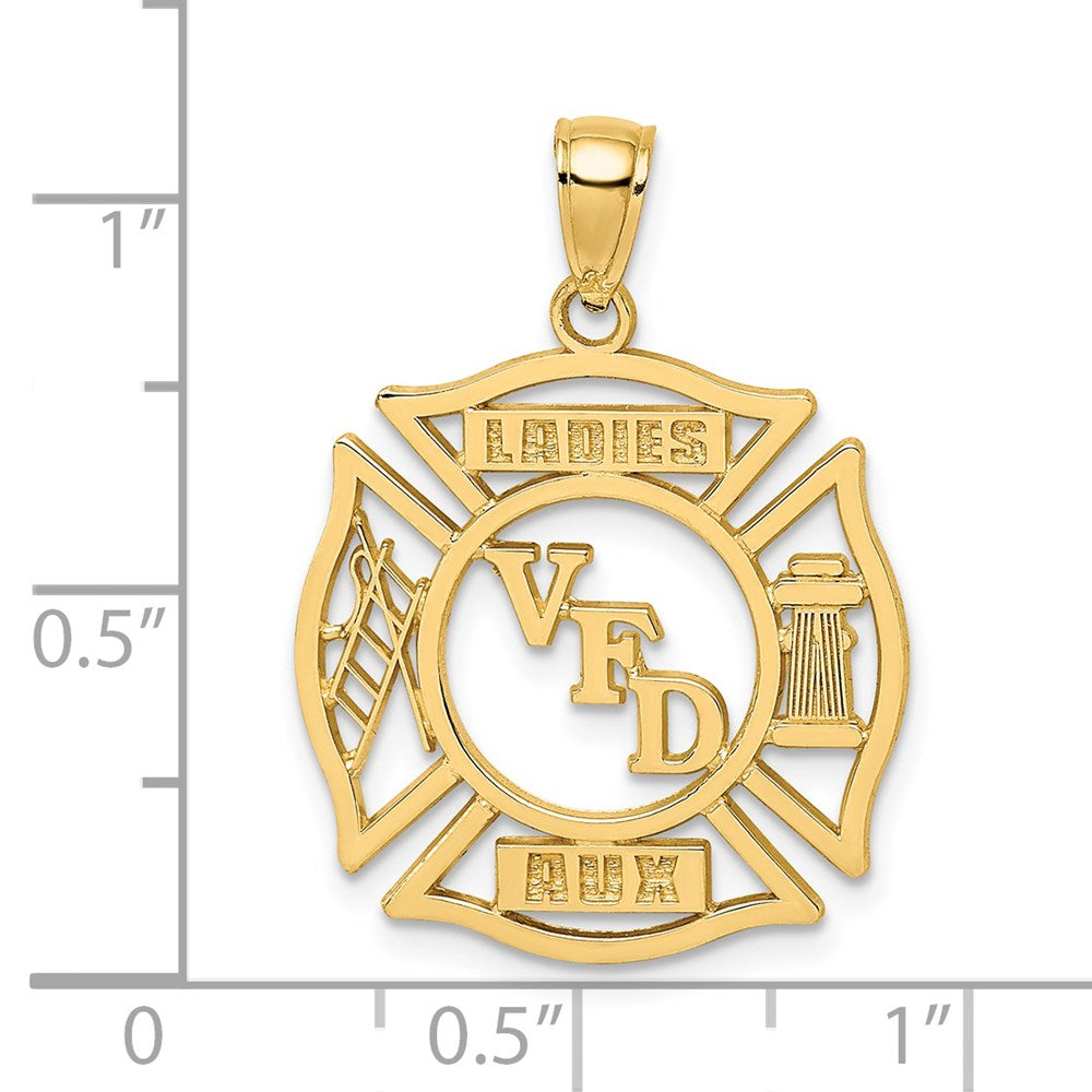 14K Gelbgold VFD Damen AUX Schild-Charm