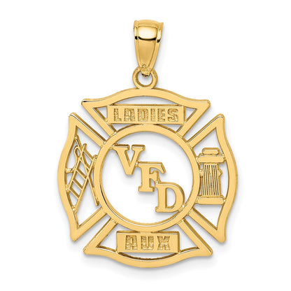 14K Gelbgold VFD Damen AUX Schild-Charm