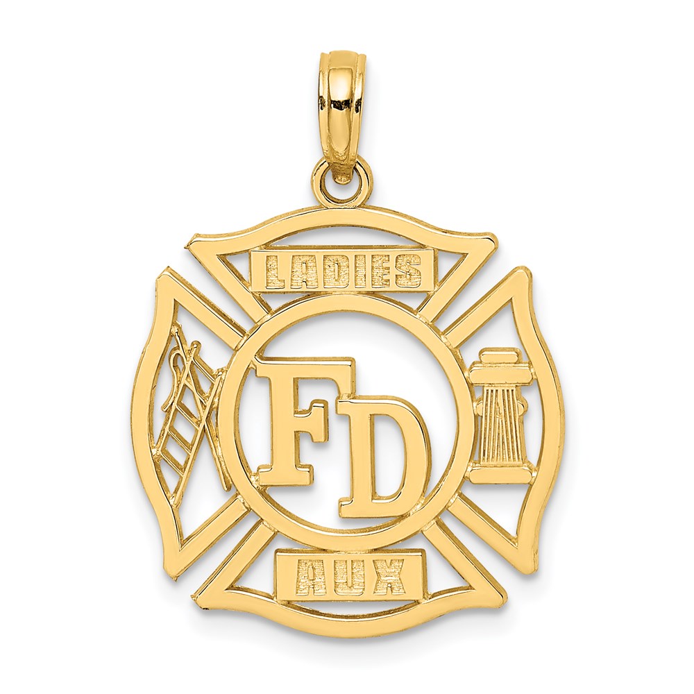 14K Gelbgold Anhänger "FD LADIES AUX" in Schildform