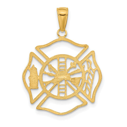 14K Gelbgold Feuerwehr-Schild-Anhänger