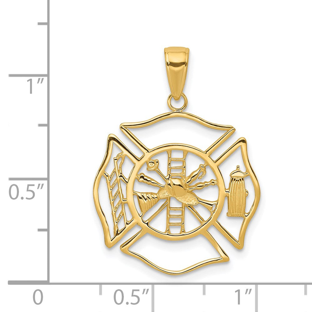 14K Gelbgold Feuerwehr-Schild-Anhänger