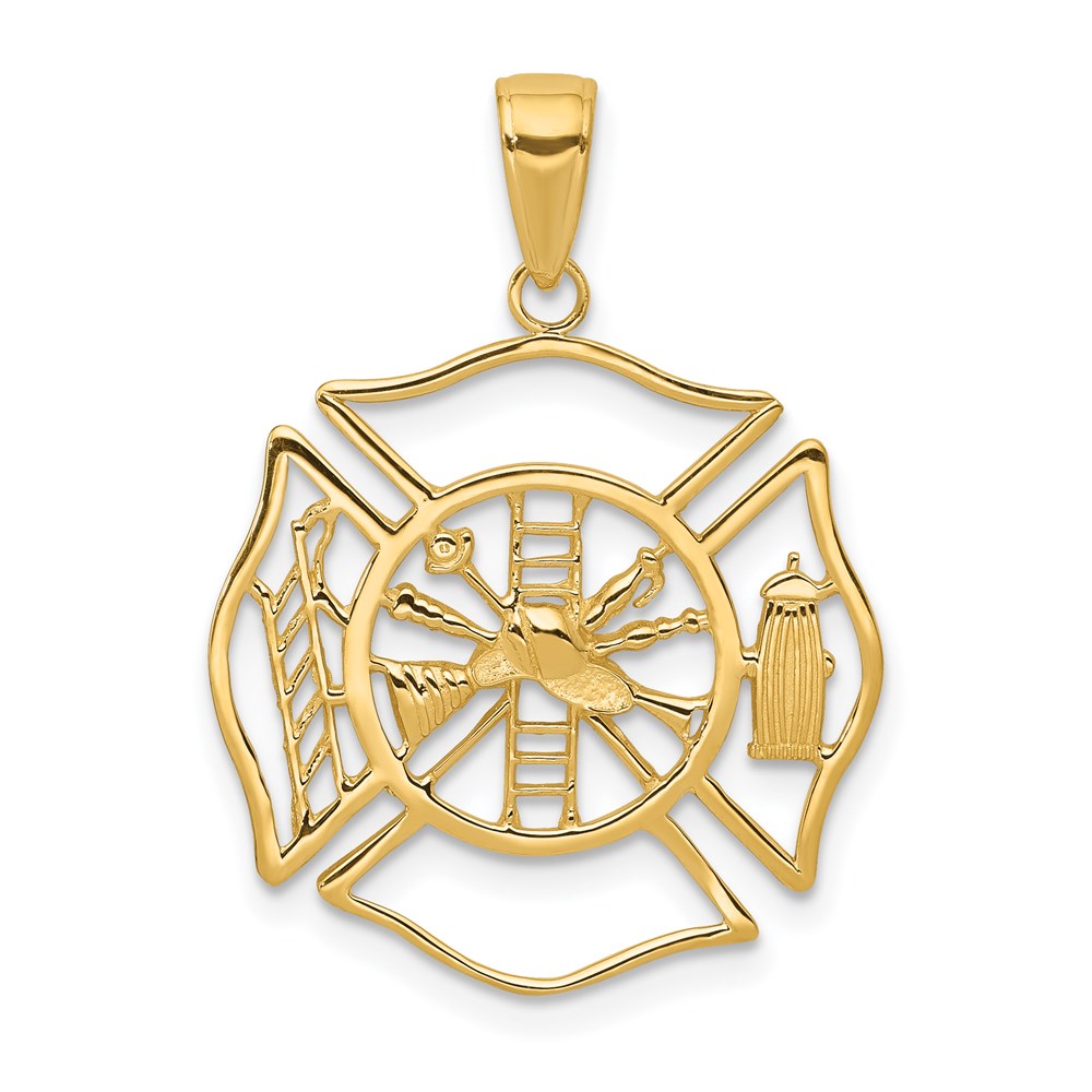14K Gelbgold Feuerwehr-Schild-Anhänger
