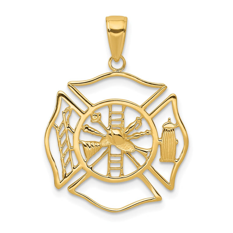 14K Gelbgold Feuerwehr-Schild-Anhänger