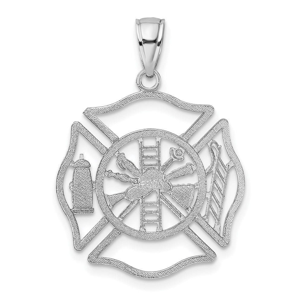 14K Weißgold Fireman Shield Charm