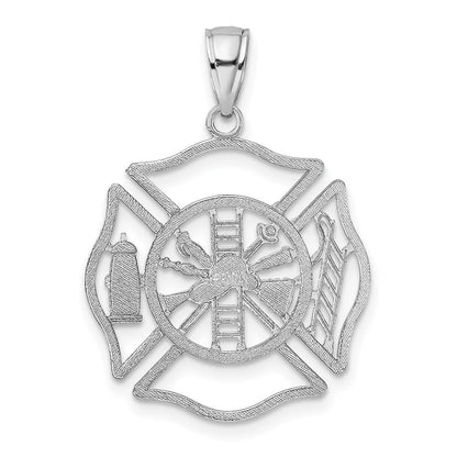 14K Weißgold Fireman Shield Charm