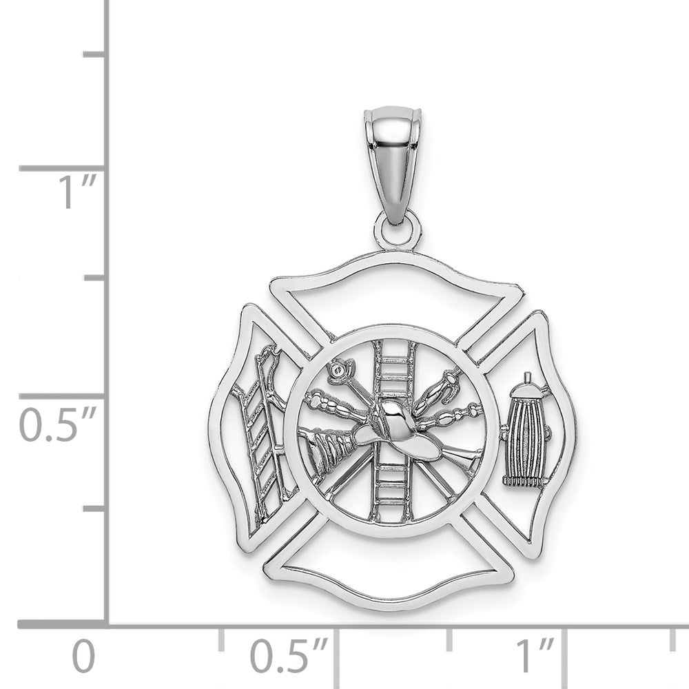 14K Weißgold Fireman Shield Charm