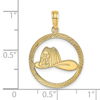 14K Gelbgold Fireman Helm in Disk Charm