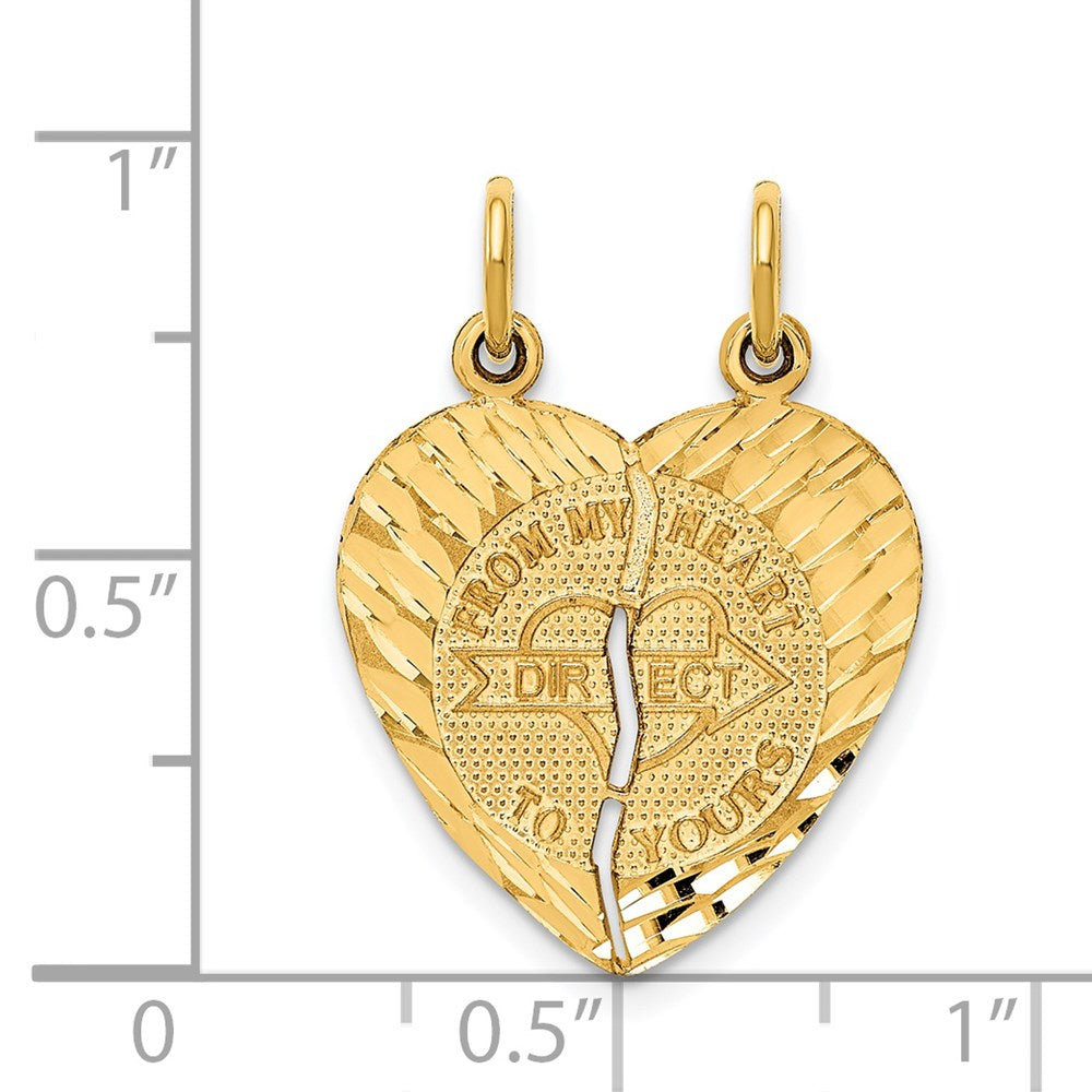 14K Gelbgold Charm "FROM MY HEART DIRECT TO YOURS" zum Aufbrechen