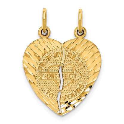 14K Gelbgold Charm "FROM MY HEART DIRECT TO YOURS" zum Aufbrechen