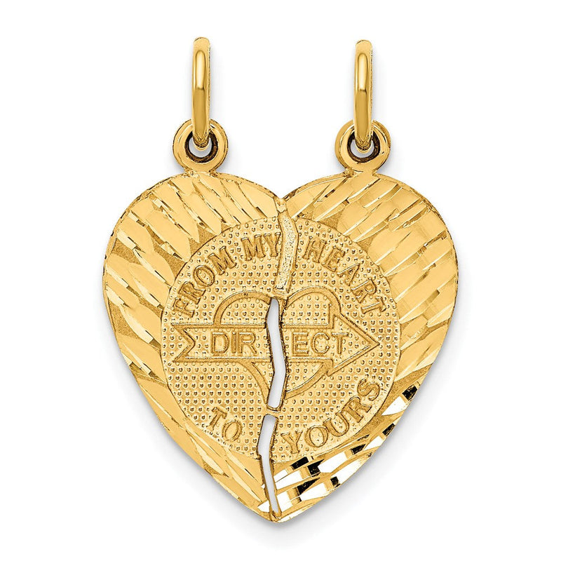 14K Gelbgold Charm "FROM MY HEART DIRECT TO YOURS" zum Aufbrechen