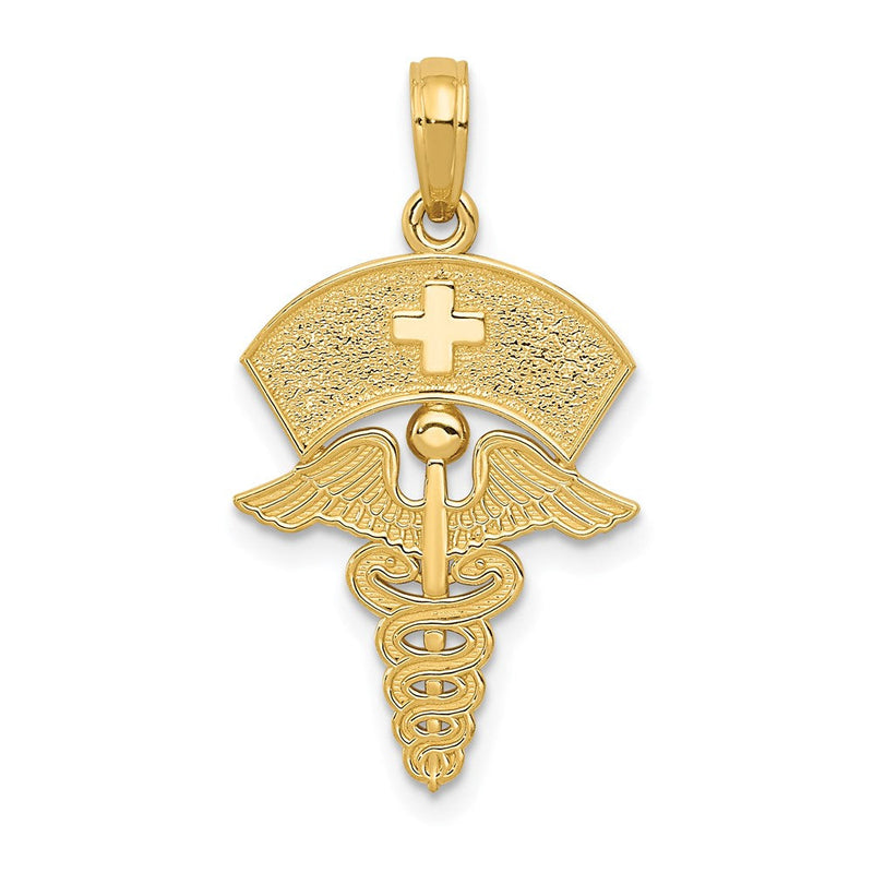 14K Gelbgold Caduceus mit Nurses Cap Anhänger