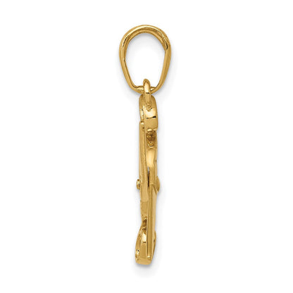 14K Gelbgold 3-d Beweglich Scissors Anhänger