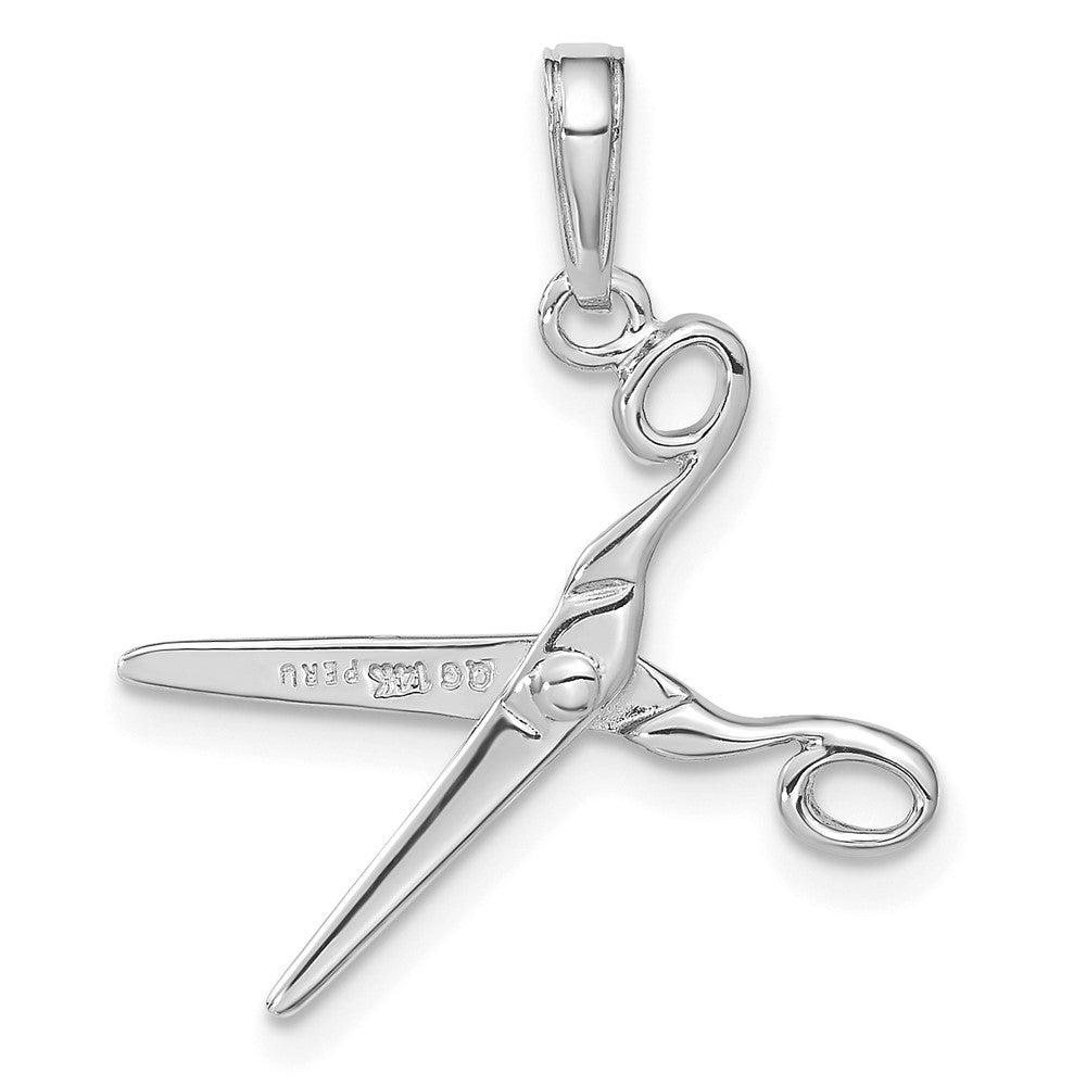 14K Weißgold 3-d Beweglich Scissors Anhänger